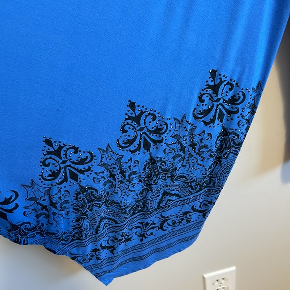 Asymmetrical long tunic by Bianca Nygard, women’s, size L-XL, blue with black - Picture 5 of 7